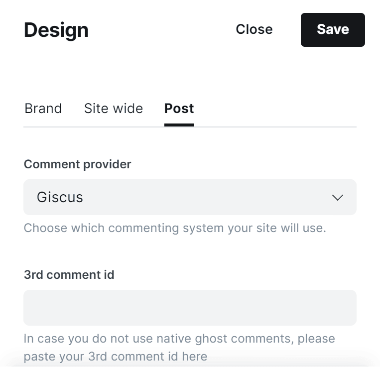 Choose Giscus as Comment provider