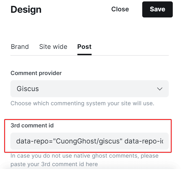 Choose Giscus as Comment provider